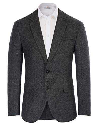 Men's Solid Colour Blazer Jacket, Tailored Wool Blend Blazer, 2 Buttons Sports Coat