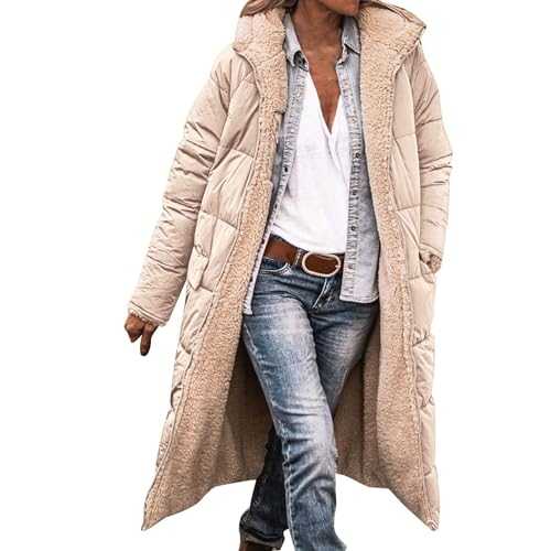 Winter Coats for Women UK Sale Ladies Fashionable Longline Warm Winter Coat Double Faced Long Sleeve Hooded Down Jacket Warm up Outfits