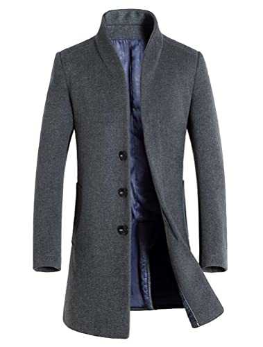 Vogstyle Men's Casual Slim Fit Woolen Coat Trenchcoats