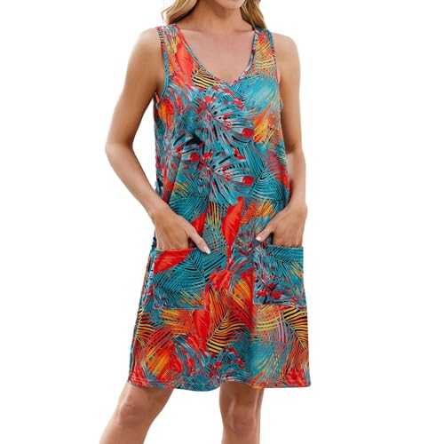 Women's 2025 Spring and New Printed Suspender Loose Casual Sleeveless Dress Casual Skirt Eloquent Dresses for Women Knotted Dresses for Women UK Womens Winter Dresses UK