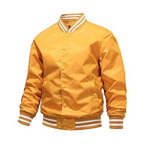 Alloaone Men Baseball Jacket Single Breasted Pilot Jacket Fashion Solid Bomber Jacket Coats