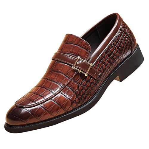 Business Shoes Men's Formal Slip On Oxfords Leather Shoes Crocodile Print British Shoes Casual Non-Slip Low Shoes Wedding Shoes with Heel Business Shoes Comfortable for Formal Occasions