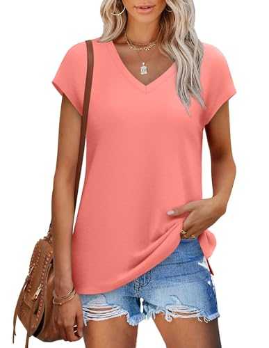 Sampeel Ladies Tops for Women UK-Summer T-Shirt V Neck Womens Cap Sleeve Vest Womens Tops