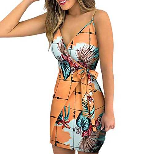 Celucke Cotton Summer Dresses for Women UK, 2024 Spring and Summer V Neck Printed Lace Wrapped in Sexy Dress, Swing Dresses for Women UK, Bohemian Style Maxi Dresses, Bohemian Style Maxi Dresses