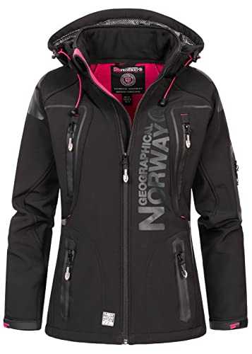 Geographical Norway Tislande Lady - Women's Outdoor Waterproof Softshell Hooded Jacket - Windproof Jacket - Outdoor Activities Hiking Skiing Autumn Winter Spring