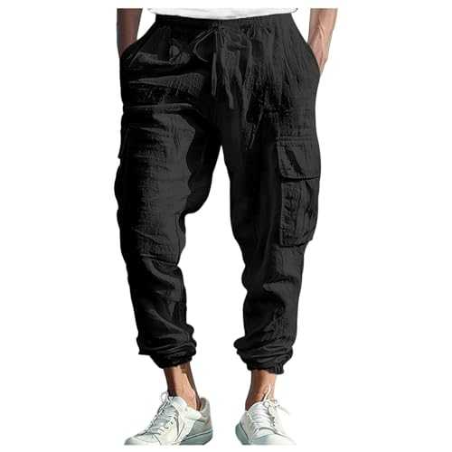 Straight Leg Trousers for Men Boy Cotton Trousers Mens for Work Mens Elasticated Trousers Combat Work Pants Joggers for Men UK Black Comfortable Fit | Practical Pocket Design | Formal Trousers