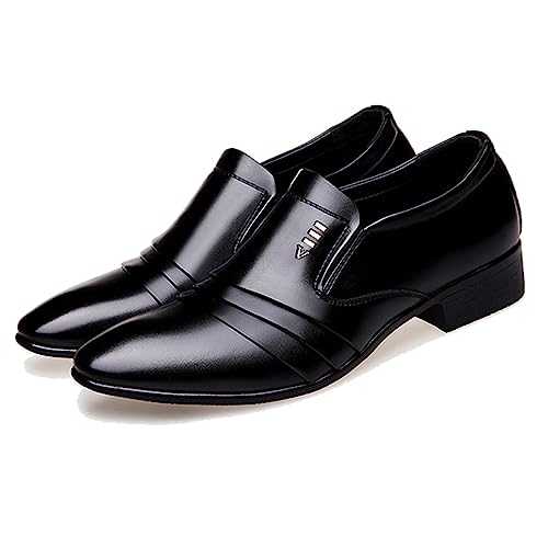 Mens Pointed Toe Slip on PU Leather Loafers Casual Business Formal Dress Shoes