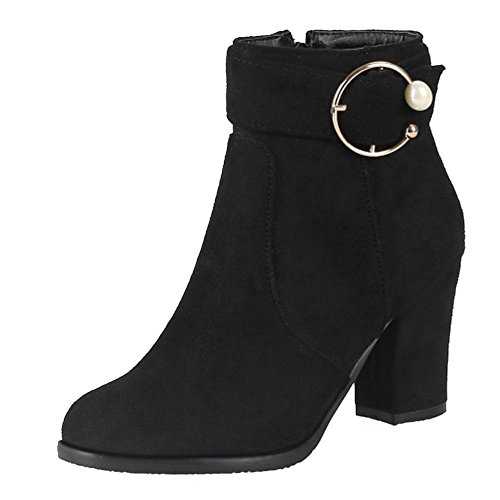 Onewus Fashion Women Ankle Boots with Mid Block Heel