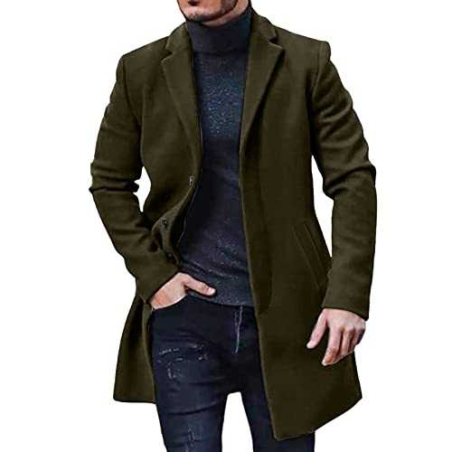 KINKOCCL Mens Jacket Winter Wool Coats Regular Fit Military Winter Trench Coat Double Breasted Wool Blend Pea Coat Business Casual Outwear Slim Fit Trench Coat