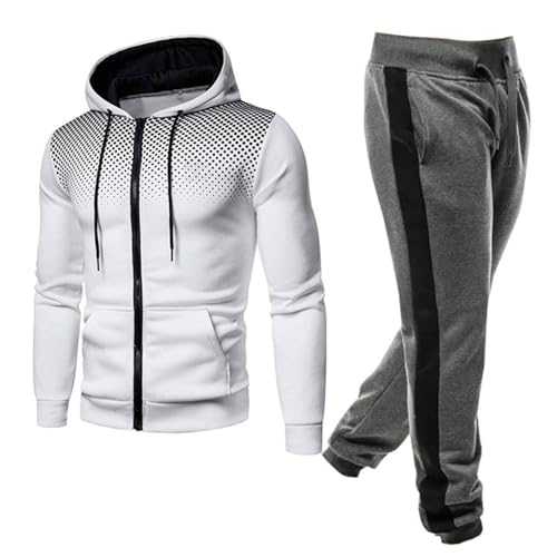 Men Tracksuit Set,Man Tracksuit,Lässiger Trainingsanzug mit langen Ärmeln und Kapuze für Herren. Sportlicher, farblich Anzug mit langen Ärmeln und Kapuze für Herren. Langarm-Set mit Kapuze Pullover