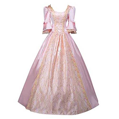 Women Medieval Dresses Renaissance Costumes Ladies Short Sleeve Gothic Dress Womens Court Gowns Halloween Party Vintage Plus Size Dress Elegant Retro Goth Ball Gown UK