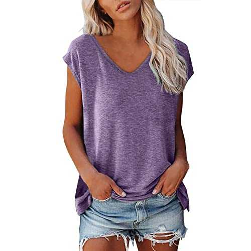 NQyIOS Summer Tops for Women UK, Women's Solid Color Short Sleeved Oversized Casual Fashion Top Top Plus Size Woman Chiffon Tops for Women UK