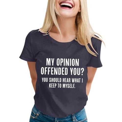 Women's Casual Oversized T Shirts Sarcastic T Shirts with Funny Sayings Novelty Graphic Tees for Women Women Workout Compression Top Ladies Casual Loose Lightweight Tshirts Elegant Blouse Shirts