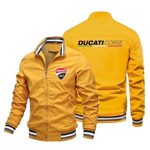 Men's Zipper Cardigan Bomber Jacket For DUCATI Print Casual Stand Collar Coat Outdoor Windproof Sportwear Lightweight Tops With Pockets - Teen Gift