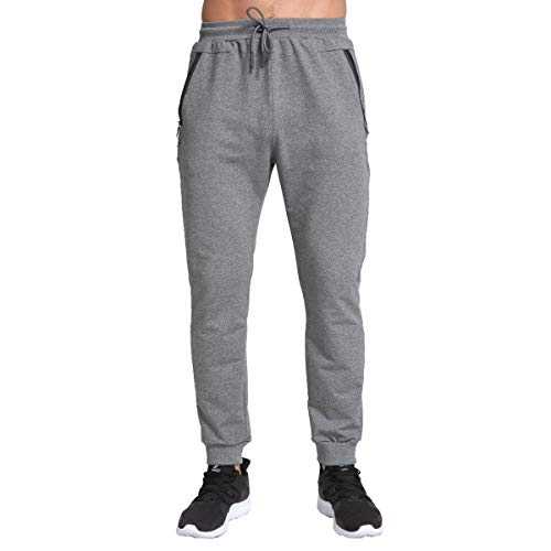 Tansozer Mens Joggers Slim Fit Tracksuit Bottoms Zip Pockets