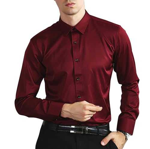Fashion Casual Men Business Wedding Shirts Long Sleeve Shirts Slim Fit Dress Shirts Lightweight Formal Shirts Button Down Suit Undershirt Urban Classics Work Shirts Non Iron Shirt Solid Shirts