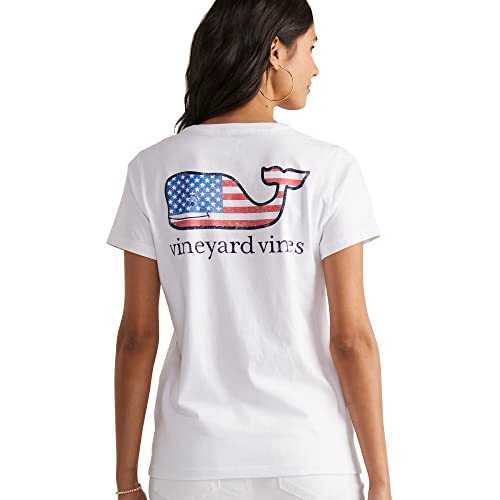 Vineyard Vines Women's Flag Whale Short-Sleeve Pocket Tee T-Shirt