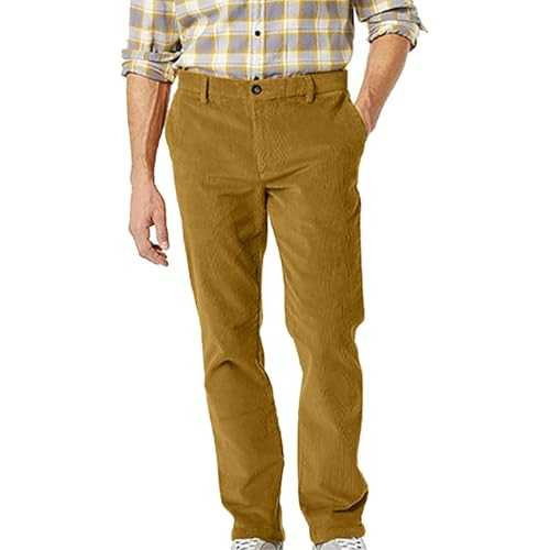Vekewear Corduroy Trousers Men's Slim Fit Suit Trousers Chino Trousers Casual Trousers Straight Cut Corduroy Trousers Plain Baggy Work Trousers Leisure Trousers Cuddly Corduroy Trousers Casual Suit
