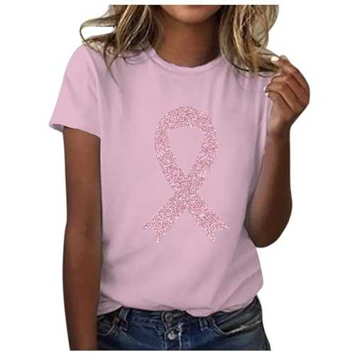 Breast Cancer Awareness T Shirt Plain T Shirts for Women UK t shirt with buttons women Womens Clothes Plus Size UK Womens Cotton Tops Size 14 New Year Dress Women Plus Size