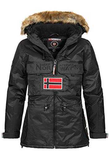 Geographical Norway Bellaciao Lady - Women's Autumn Winter Warm Parka - Comfortable Fake Fur Hooded Coat - Windproof Jacket Short Coat - Ski Women