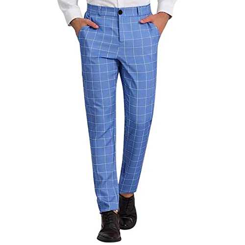 Suit Trousers Men's Black Stretch Casual Trousers Men's Long and Light Thin Polyester Chino Trousers with Pockets Cargo Trousers Straight Cut Work Trousers Breathable Men's Trousers for Business