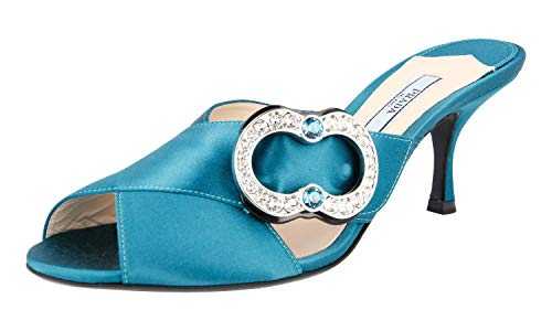 Prada Women's 1XX370 3S4 F0136 Turquoise Satin Sandals UK 6 / EU 39