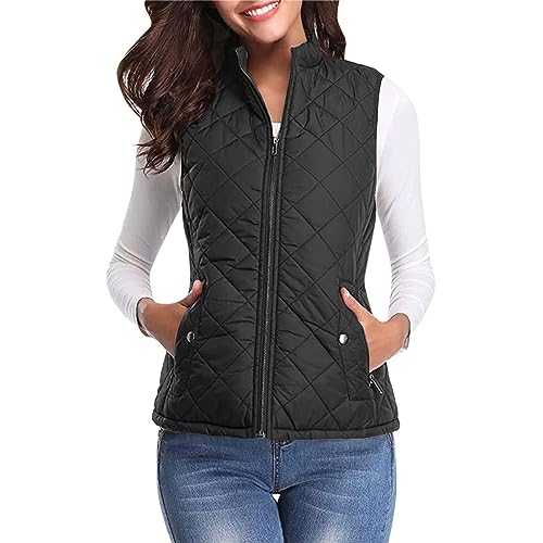 Jacket Casual Sleeveless Jacket Coat Casual Autumn Warm Vest Cardigan Zipper Warm and Temperament Vest Coat with Pockets Rain Jacket for Women