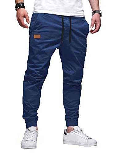 Meilicloth Joggers for Men Casual Mens Work Trousers Cotton Cargo Jogging Tracksuit Bottoms Drawstring Outdoor Sweatpants
