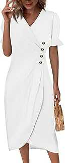Maxi Dresses for Women UK,Casual Dresses for Women UK Elegant Womens Summer Maxi Boho Beach Dress Floral Print V Neck Short Sleeve High Waist Flowy Long