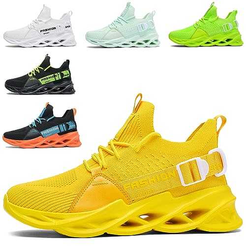 Men Women Walking Trainers Light Running Breathable Tennis Casual Gym Slip On Blade Shoes Fashion Sneakers Comfortable Athletic Fitness Sport Shoes for Jogging