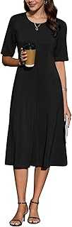 Newshows Women's Dress Wrinkle-Free Short Sleeve A Line Work Summer Tunic Wedding Guest Dresses