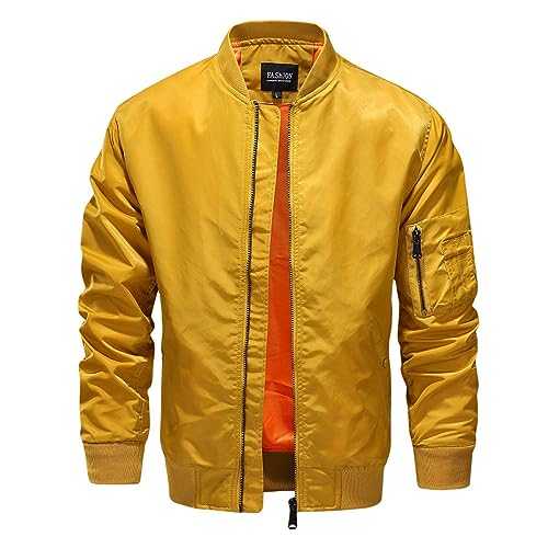 EsUkar Bomber Jacket Men,Lightweight Thin Transitional Jacket Men'S Slim Fit Blouson Tunic Jacket Classic Bomber Tactical Jacket Baseball Coat Multiple Pockets Work Jacket Collegejacke