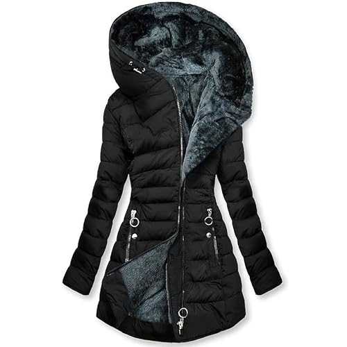HAOLEI Winter Coats for Women UK Sherpa Fleece Lined Coat Quilted Padded Jackets Plush Zip Up Warm Outwear Ladies Teddy Bear Coat Thicken Casual Puffer Jackets Windproof Down Coats