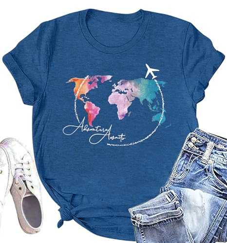 Airplane Shirt for Women Airplane Mode T Shirt Travel Graphic Tees Funny Letter Print Casual Crewneck Tops