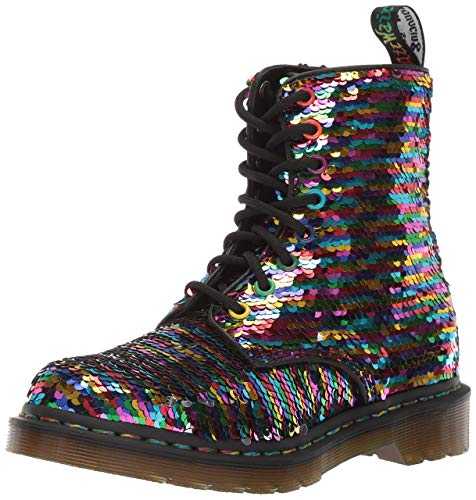 Women's 1460 Pascal Seqn Fashion Boot, Rainbow Multi+Silver Shift Sequins+Hydro, 6 UK