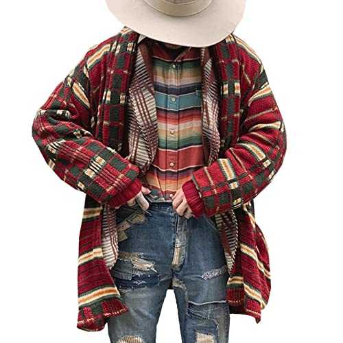 Mens Cardigan Sweaters,Outerwear Thick Knitted Zipper Pattern Cardigan Sweater Knitted Wool Jacket Cardigan Unisex Handmade Warm Autumn and Winter Lapel Sweater Overcoat