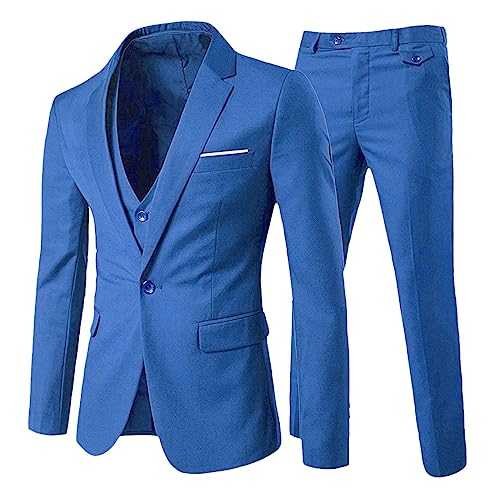 Mens Suits 2 Piece Tweed Suit Slim Fit Checked Vintage Blazer Jacket Formal Business Suit Trousers