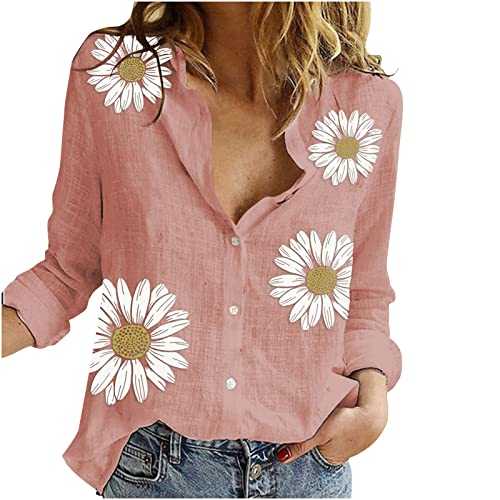 Women Tops Blouse Sale Printed Cotton Long Sleeve Tank Career Bloues Cardigan Tops Summer Shirt Elegant for Office Daily Clothing UK Size