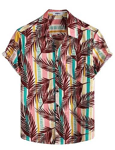 VATPAVE Mens Floral Hawaiian Shirt Casual Button Down Short Sleeve Aloha Beach Shirts