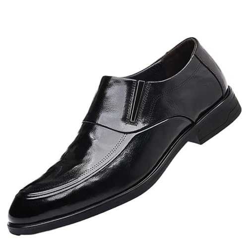 UOPYNE Oxford Dress Shoes for Mens Calfskin Leather Comfort Orthopedic Slip-on Plain Toe Business Non Slip Low Top Anti-Slip Shoe