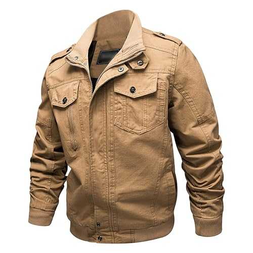 Men's Loose Outdoor Cotton Military Jacket Stand Collar Multi-Pocket Cargo Coat Casual Bomber Jacket Windbreaker…