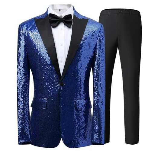 Suit Wedding Trouser Suit Tuxedo Party Dance Wedding Sequins Tuxedo One Button Jacket Set House Money Suits