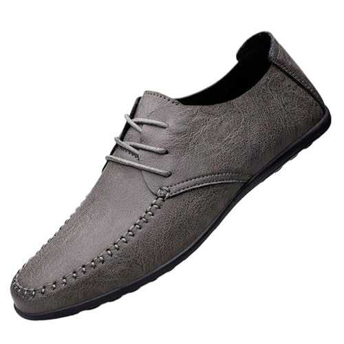 Men’s Leather Dress Shoes - Italian Formal Oxford Shoes for Men, Breathable Moccasins, Black Plus Size, Stylish Dress Loafers