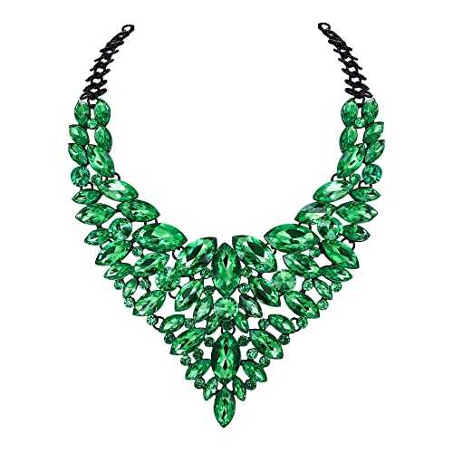 Ever Faith Rhinestone Chunky Collar Necklace, Stunning Crystal Costume Statement Jewelry for Women Girls