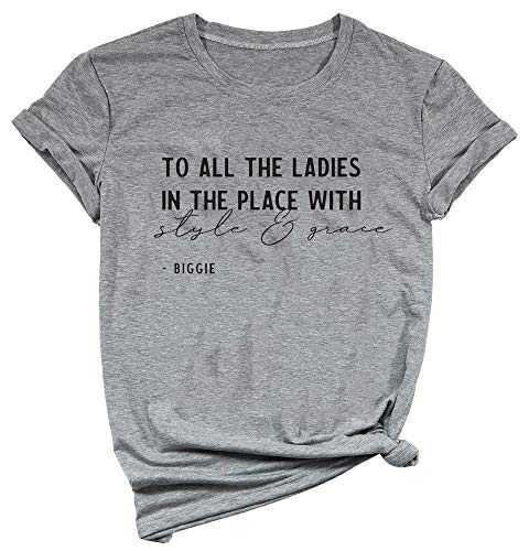 Yimoya to All The Ladies in The Place with Style and Grace Tshirts Womens Cute Retro Music Graphic Tees