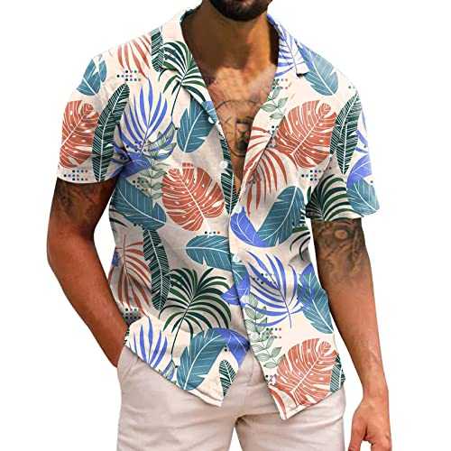 NQyIOS Men Short Sleeve Button Down Shirts Button Down Beach Shirt for Holiday Summer Beach Tropical Party Shirts Very Loud Shortsleeve Unisex Cherry Parrot Birthday Shirt Plus Size Tops