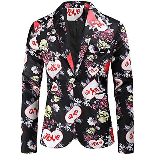 Blazers for Men UK Christmas Regular Fit Pockets One Buttons Suits Casual Blazer Loose Simple Versatile Suit Jacket Turn-Down Collar Blazer Jacket