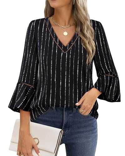 Timeson Women's Business Casual Tops 3/4 Sleeve Dressy Blouses Office Work Shirts