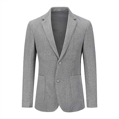 Mens Tweed Check Blazer Herringbone 2 Buttons Slim Fit Suit Jacket Wool Blazer Jackets