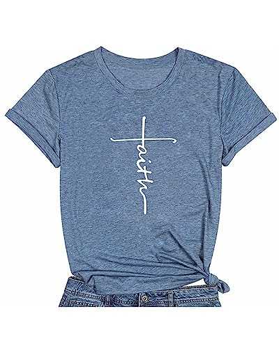 Qrupoad Women Faith T-Shirt Christian Inspirational Shirt Summer Causal Dandelion Graphic Tees for Religious Gift